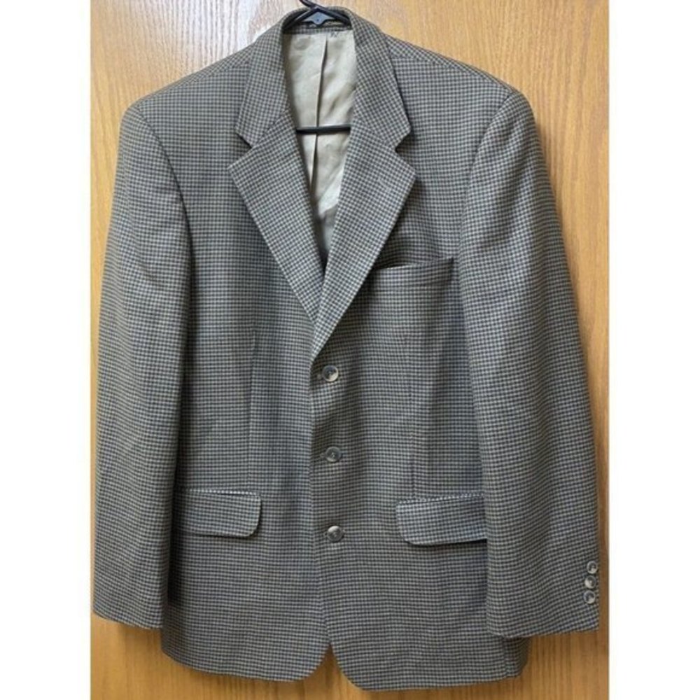 Bachrach Men's Herringbone 100% Wool‎ 3 Button Blazer Jacket 40R